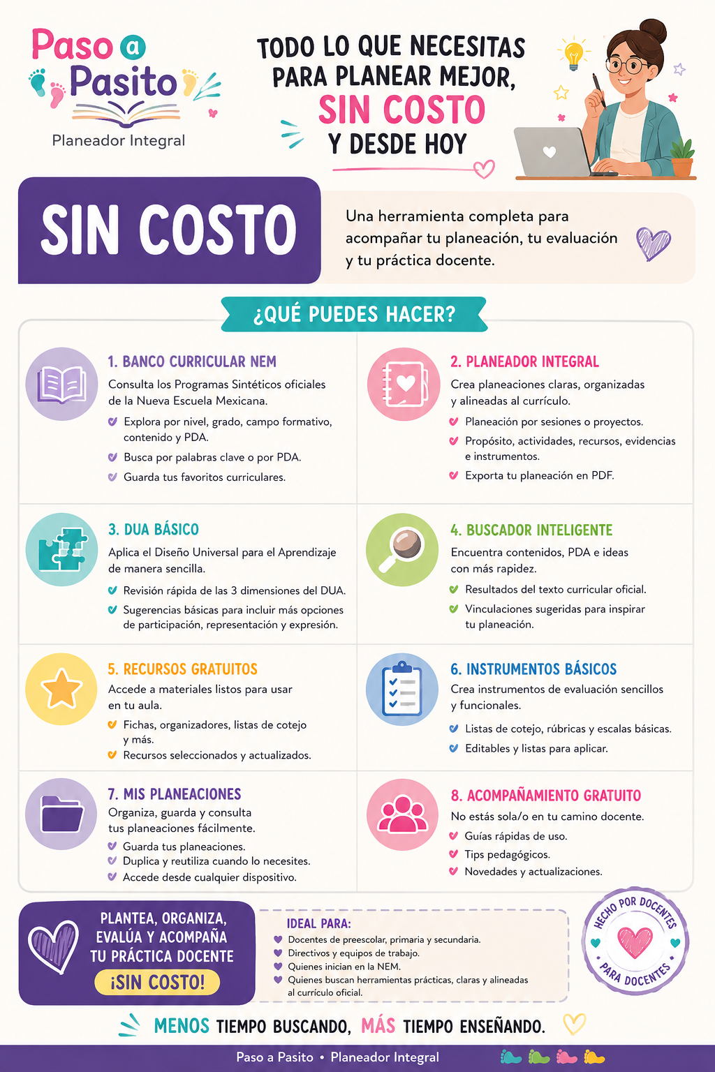 Funciones sin costo del Planeador Integral Paso a Pasito